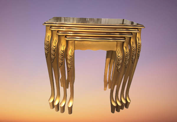 Zigon ST 17936 Klasik Model sehpa Parlak Gold renk Kayın Aslan Oyma Ayak El Yapım - Image 1