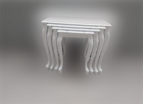 Zigon ST 18191 klasik Model sehpa Kayın Oymalı Aslan Ayk Parlak Beyaz Lake Elyapı - Image 1