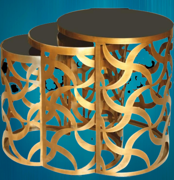 Zigon Zlf 14139 CNC rüzgar gülü model Sehpa Metal Gold kaplama Siyah temper Cam - Image 1