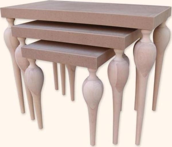 Zigon18084 ılgz Tombul Ayak Model Sehpa Kayın Torna Klasik MDF tabla HAM El yapım - Image 1