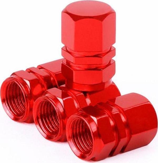 Oto Araba Sibop Kapağı Seti Metal Altıgen 4'lü Set Kırmızı - Image 1