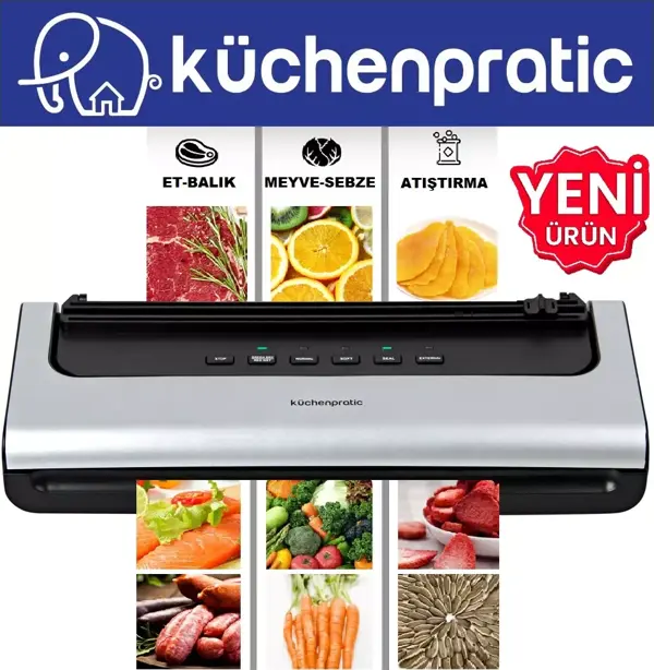 Küchen Pratic VS7210 Ev Tipi Elektrikli Vakum Makinesi + 10 Adet Vakum Poşeti - Image 1
