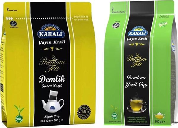 Karali Premium Demlik Poşet Çay 300 gr + Demleme Yeşil Çay 200 gr - Image 1