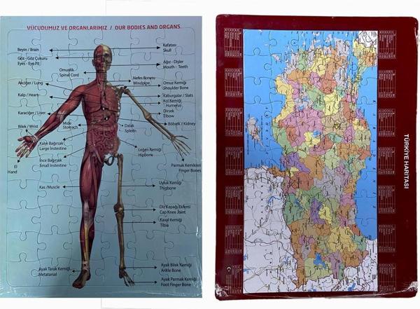 Sole 2'li Eğitici Puzzle Set Türkiye Haritası 50 Parça ve İnsan Anatomisi 60 Parça - Image 1