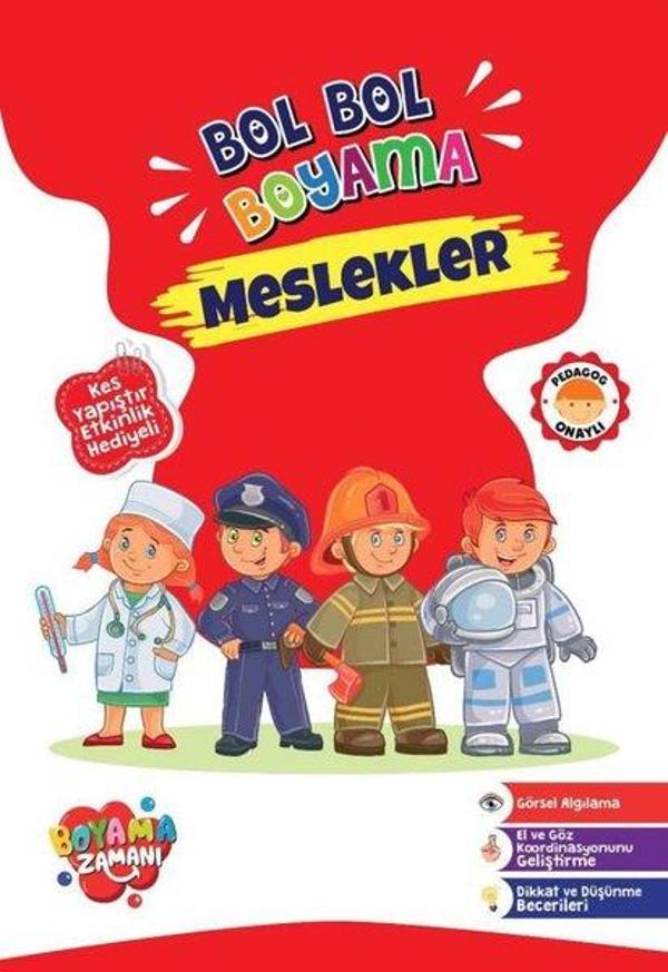 Bol Bol Boyama Serisi - Meslekler Kes Yapıştır Etkinlik Hediyeli - Boyama Zamanı Yayınları - Image 1