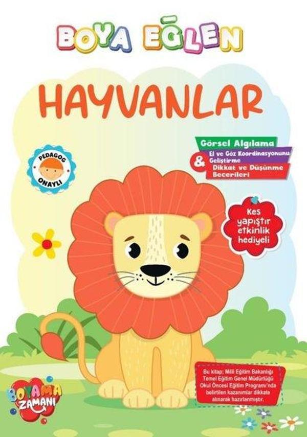 Boya Eğlen - Hayvanlar Kes Yapıştır Etkinlik Hediyeli - Boyama Zamanı Yayınları - Image 1