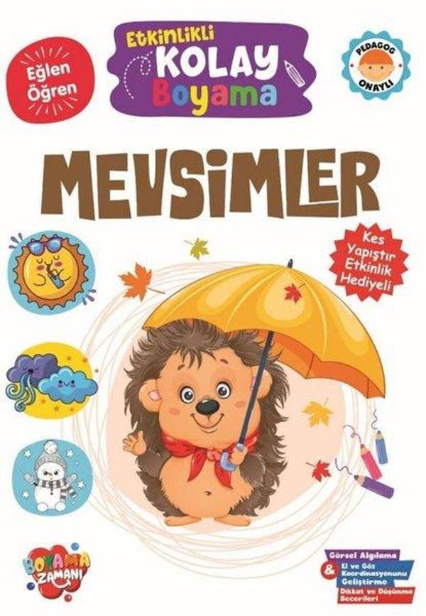 Etkinlikli Kolay Boyama - Mevsimler - Kes Yapıştır Etkinlik Hediyeli - Boyama Zamanı Yayınları - Image 1