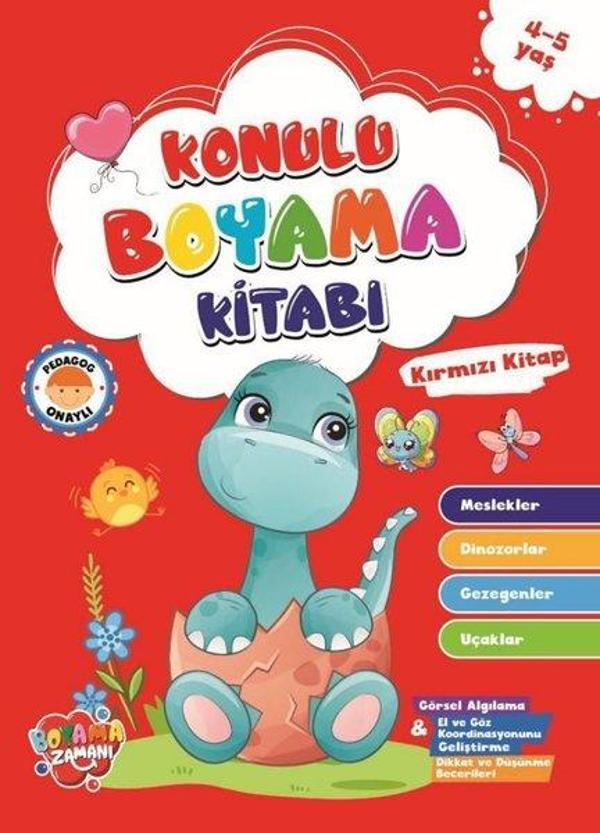 Konulu Boyama Kitabı - Kırmızı Kitap - 4 - 5 Yaş - Boyama Zamanı Yayınları - Image 1