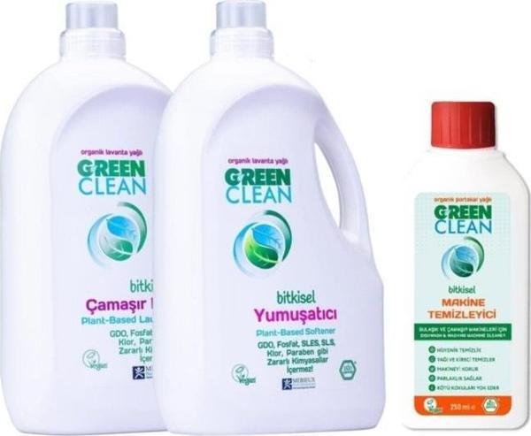 Green Clean Bitkisel Deterjan 2750 ml +Yumuşatıcı 2750ml+Makine Temizleyici 250ml 3lü Set - Image 1