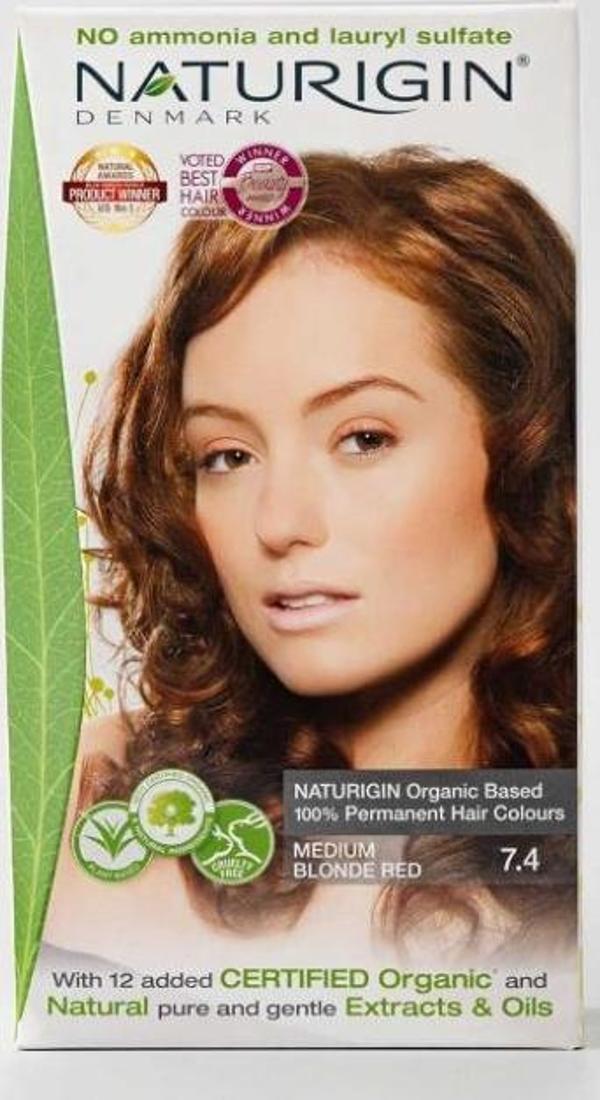 Naturigin Organik İçerikli Saç Boyası 7.4 Orta Sarı Kızıl - Image 1