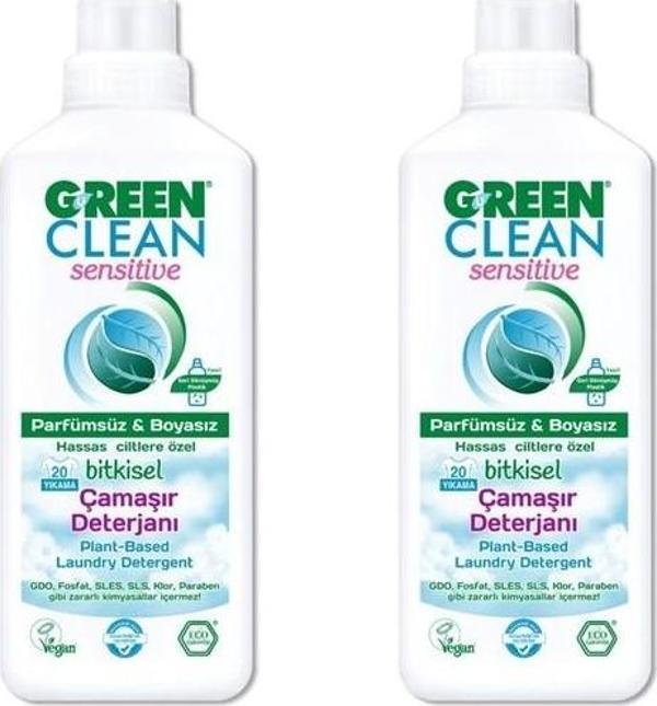 U green Clean Sensitive Bitkisel Çamaşır Deterjanı 1000 ml X2 Adet - Image 1