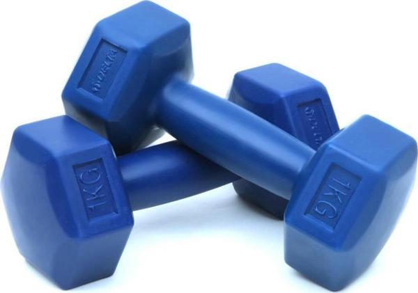 Delta 1 Kg x 2 Adet Köşeli Mavi Plastik Dambıl Ağırlık Seti - Image 1