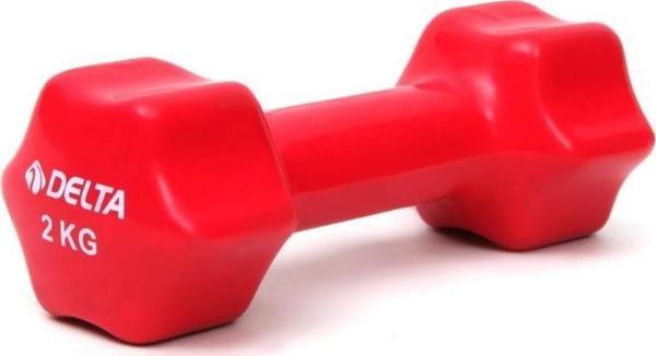 Delta 2 Kg x 1 Adet Deluxe Pvc Kaplama Kırmızı Demir Dambıl - Image 1