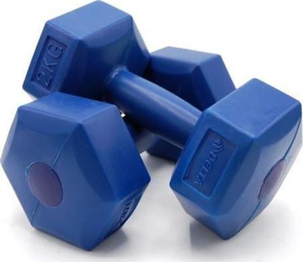 Delta 2 Kg x 2 Adet Köşeli Mavi Plastik Dambıl Ağırlık Seti - Image 1