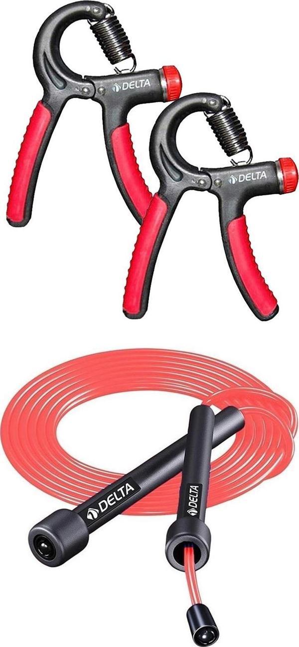 Delta 5-60 Kg Sertlik Ayarlanabilir 2 Adet Dirençli El Yayı Uzunluğu Ayarlanabilir Atlama İpi Seti - Image 1