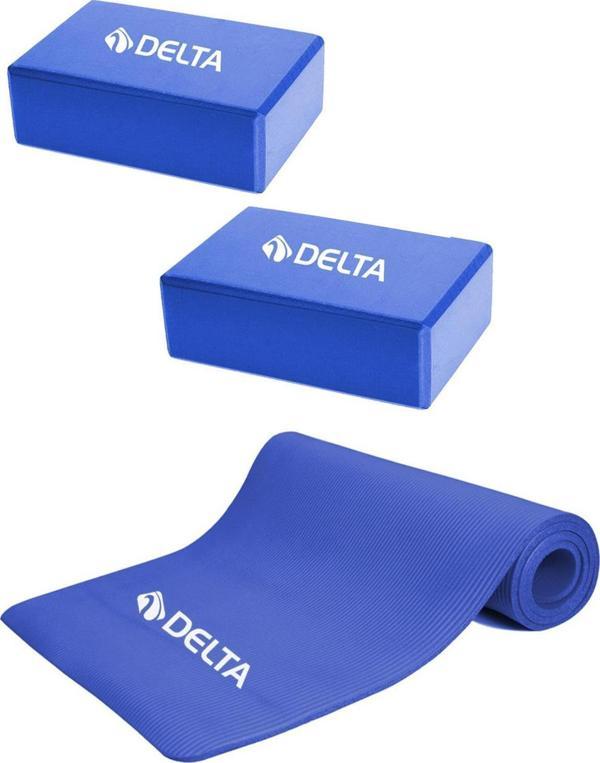 Delta Konfor Zemin Taşıma Askılı 10 mm Pilates Minderi Yoga Matı 2 Adet Yoga Blok Çiftli Yoga Bloğu - Image 1