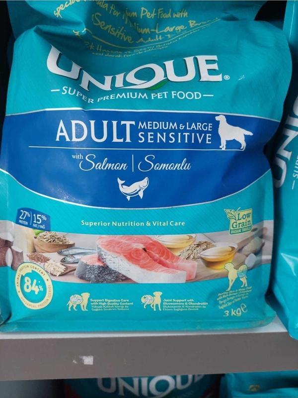 Unique Sensitive Köpek Maması Medium Large Somon Balığı 3 Kg - Image 1