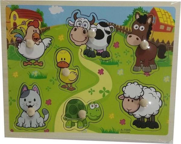 Engin Oyuncak Oyuncak Egitici Tutmali Ahsap Puzzle Hayvan Figürlü / - Image 1