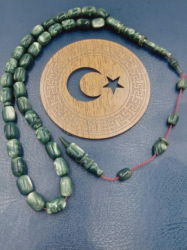 KATALİN YEŞİL SİMLİ HALKALI İMAME ÖZEL İŞÇİLİK SİSTEMLİ TESPİH - Image 1