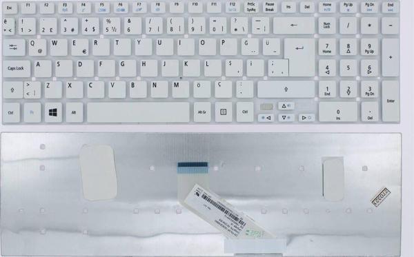 Acer ile Uyumlu Aspire V3-771G-53218G50MAKK, V3-771G-53238G1TMAKK Klavye Beyaz - Image 1