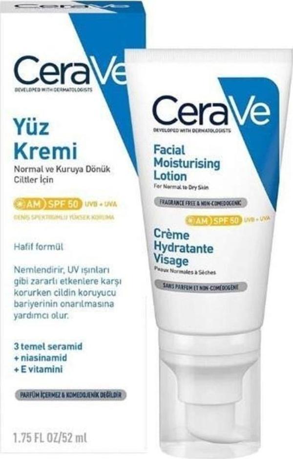 CeraVe Kuru Ciltler Için Spf50 Nemlendirici Yüz Kremi 52 Ml - Image 1