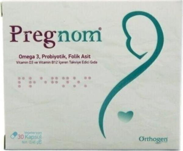 Orthogen Pregnom 30 Kapsül Omega 3 Probiotik Folik Asit - Image 1