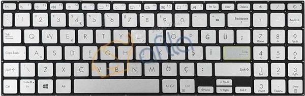 Asus X513E, S533E Notebook Klavyesi - Silver, Gri - TR / ışıklı - Image 1