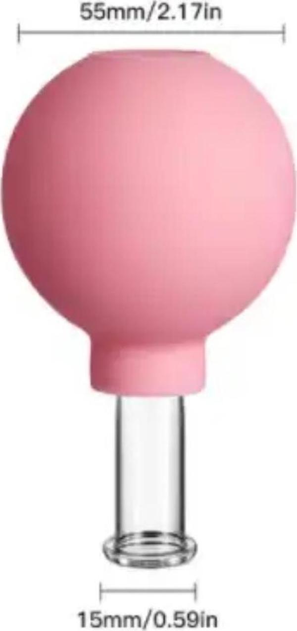 Silikon Vakumlu Göz ve Burun Çevresi Cam Masaj Kupası No:1 Pembe Renk - Image 1