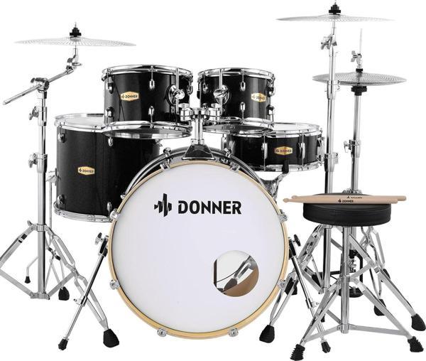Donner DDS-520 5-Parça 22" Akustik Davul (Siyah) - Image 1