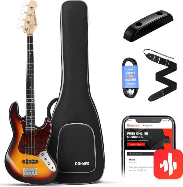 Donner DJB-510D JB-Style Bas Gitar (Sunburst) - Image 1