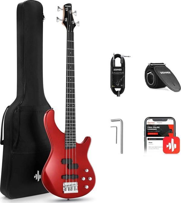 Donner DPJ-100 PJ-Style Bas Gitar (Kırmızı) - Image 1