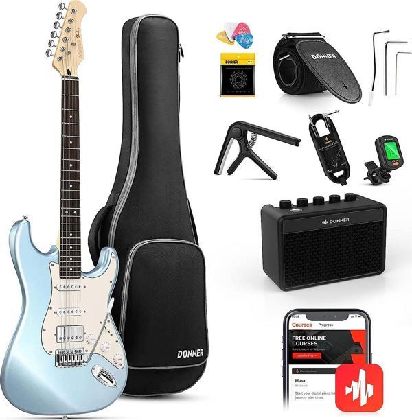 Donner DST-152R Elektro Gitar Seti (Metallic Ice Blue) - Image 1