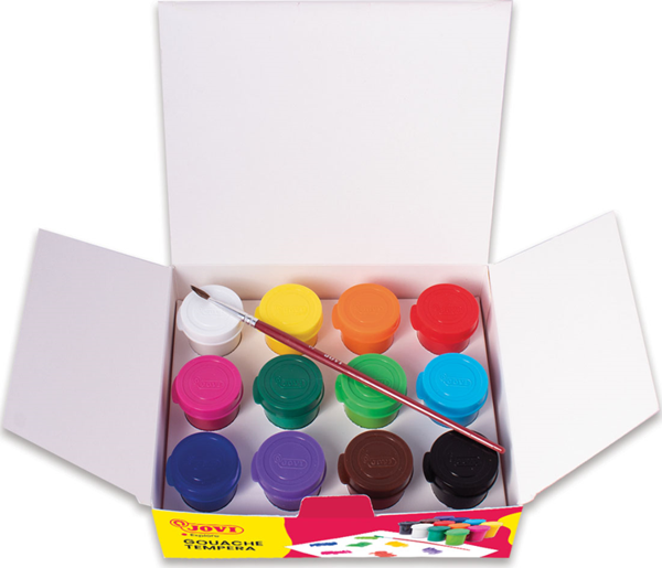 JOVI 521 GUAJ BOYA 12 X 15ML KAVANOZ + FIRÇA ASORTİ RENKLER - 12'Lİ KUTU - Image 1