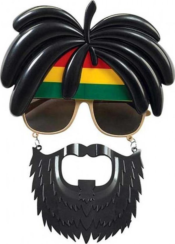 Rasta Peruklu Rasta Sakallı Bob Marley Bıyıklı Parti Gözlüğü 27x18 cm - Image 1