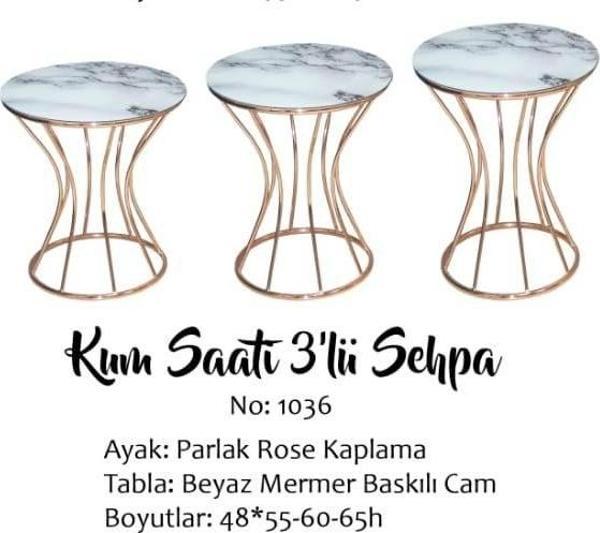 Brc 13394 KUMSAAT Zigon Beyaz Mermer TEMPER Cam Metal Bakır renk kaplama El Yapım - Image 1