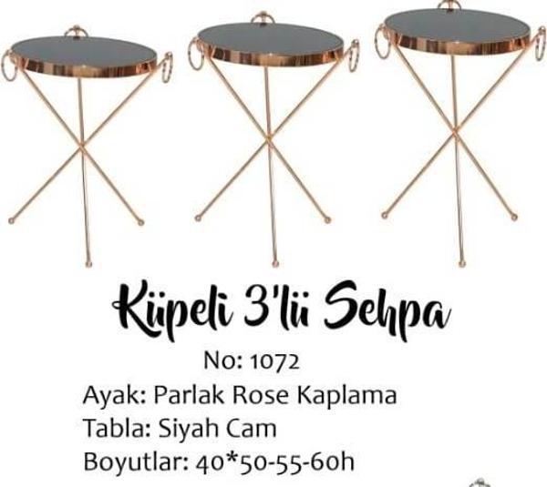 Brc Zigon Küpe13300 Metal Bakır roza renk ayak Kırılmaz Temper Siyah cam El Yapım - Image 1