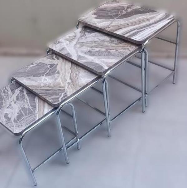 Zigon 134003 Sehpa Demet Model Metal Nikelaj Ayak Mermer Dalgalı Desen El Yapım - Image 1