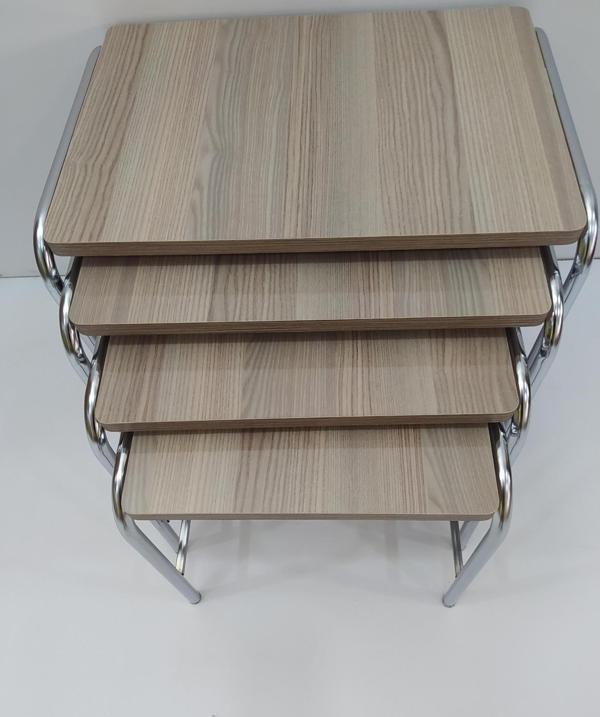 Zigon 14004 Sehpa demet Metal Model Nikelaj Ayak Hint Ceviz Dalgalı Desen El Yapı - Image 1