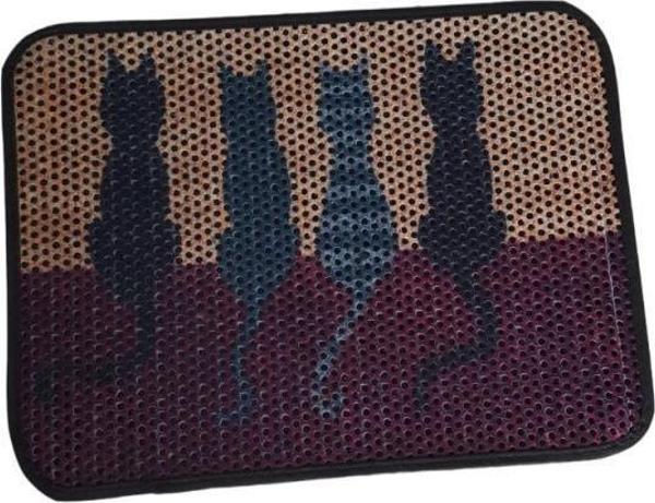 Pet Mamacı Elekli Çift Katlı Kedi Kumu Paspası 60X45 cm Desenli - Image 1
