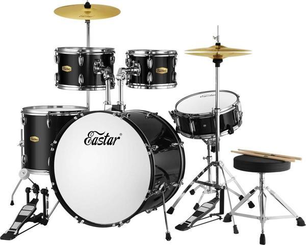 Eastar EDS-480BK 22" 5-Parça Akustik Davul (Mirror Black) - Image 1