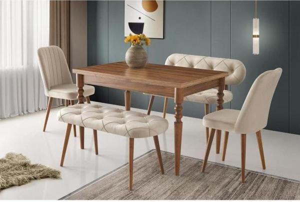 Didim Banklı Açılır Mutfak Masa Sude Sandalye Takımı 80x120 - Image 1