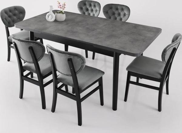 Lotus Papatya Açılır Yemek Masa 6 Sandalye Takımı - Image 1