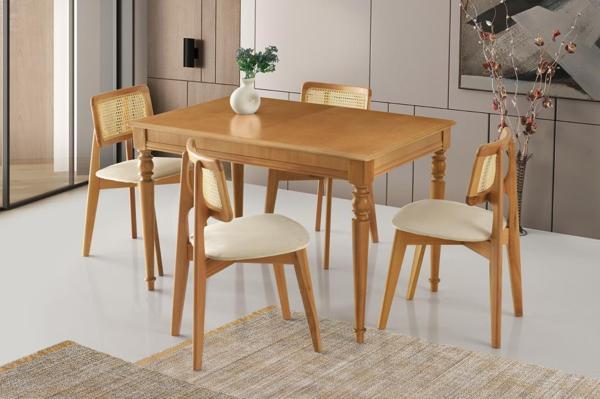 Soho Zion Ağaç Açılır Yemek Masa Sandalye Takımı 80X120 - Image 1
