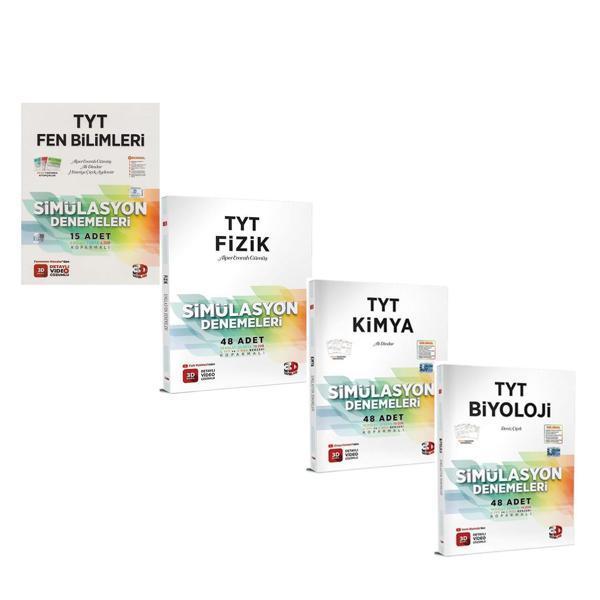 3D Yayınları TYT Fen Bilimleri Fizik Kimya ve Biyoloji Deneme Seti 4 Kitap - 3D Yayınları - Image 1