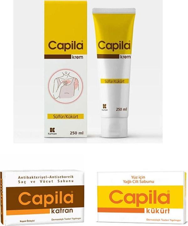 Capila Krem Sülfür Kükürt 250 ML ( Uyuz Ve Kaşıntı ) + Kükürt Sabun 90 GR + Katran Sabun 90 GR - Image 1