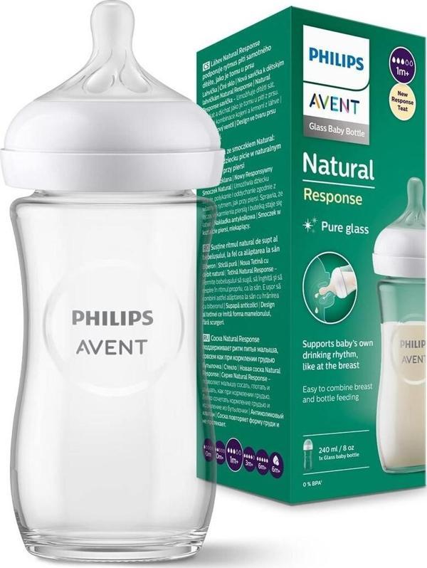 Hazarsat Avent Natural Response Cam Biberon 1 Ay+ 240 ml, Tepkili Biberon Emziği SCY933/01 - Image 1