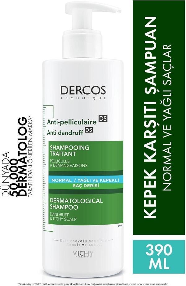 Vichy -Dercos Anti-Pel Kepeğe Karşi Etkili Bakim Şampuani -Normal/Yağli Saçlar 390..(Ml) - Image 1