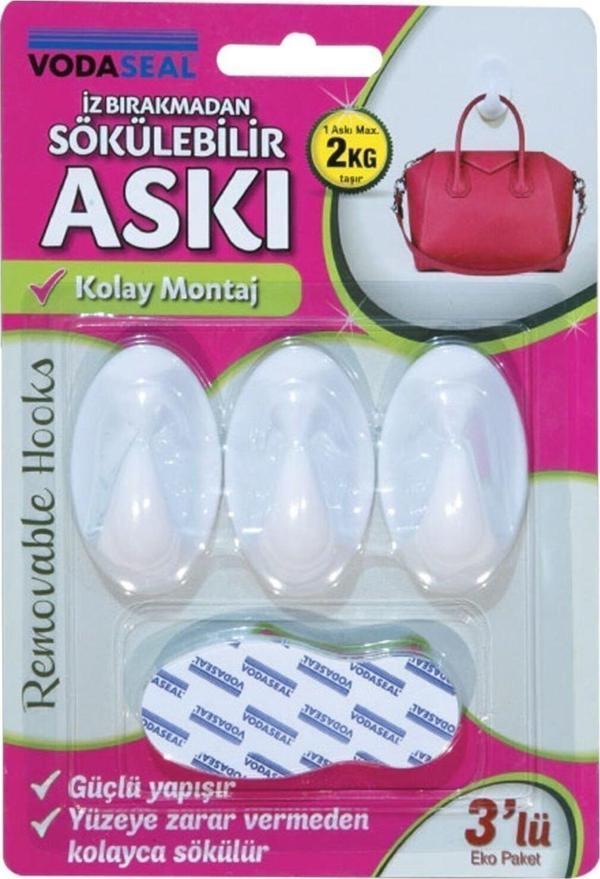 Vodaseal Cagla Homes 3lü Beyaz Iz Bırakmayan Askı Hr-01 - Image 1