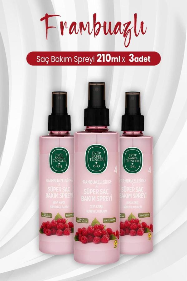 Eyüp Sabri Tuncer Frambuazlı Sirke Ve Süper Saç Bakım Spreyi 3 x 210 ml - Image 1