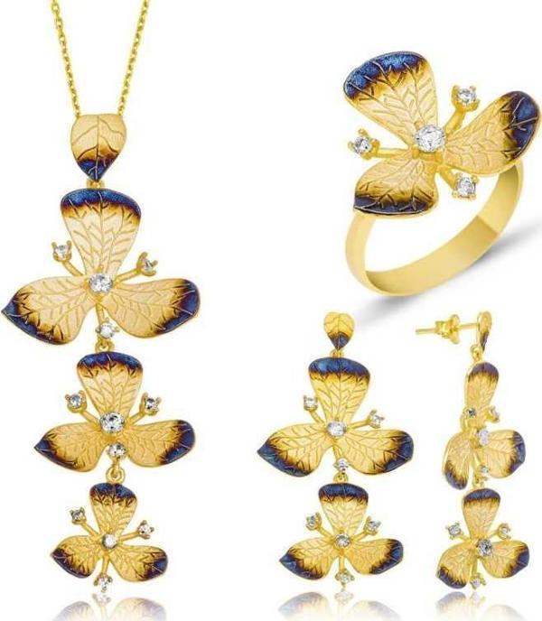 Gümüş Sarı Çiçek Bayan Set - Image 1